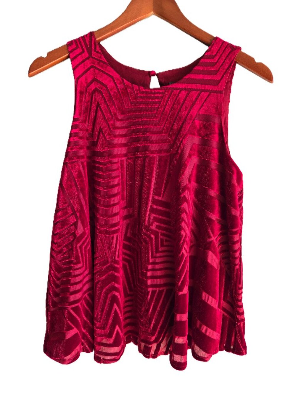 SUNDAY IN BROOKLYN by Anthropologie Red Velvet Geometric Textured Tank Top Sz S